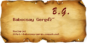 Babocsay Gergő névjegykártya